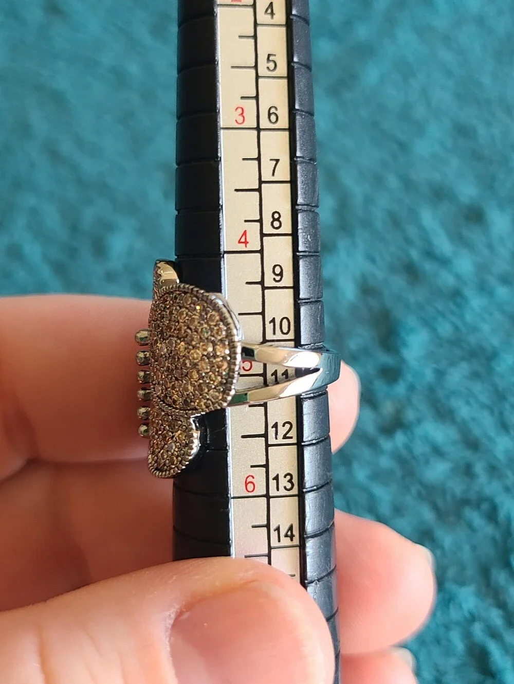 Vintage-Inspired Butterfly Statement Ring in Brown Crystal and Antique Silver